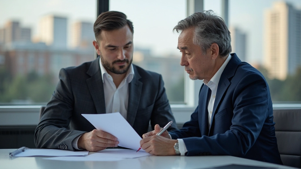 Финансовый советник анализирует пенсионный план с клиентом в офисе