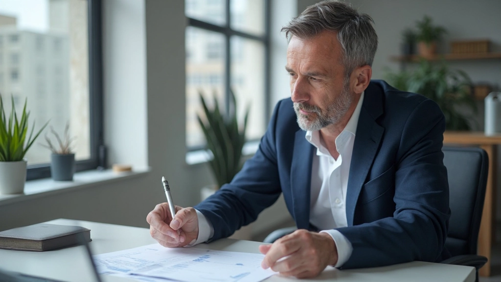 Профессиональный офис консультанта с документами о пенсионном планировании и финансовыми таблицами на столе