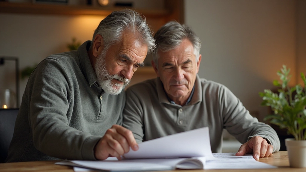 Зрелая пара анализирует долгосрочный финансовый план в уютном домашнем кабинете
