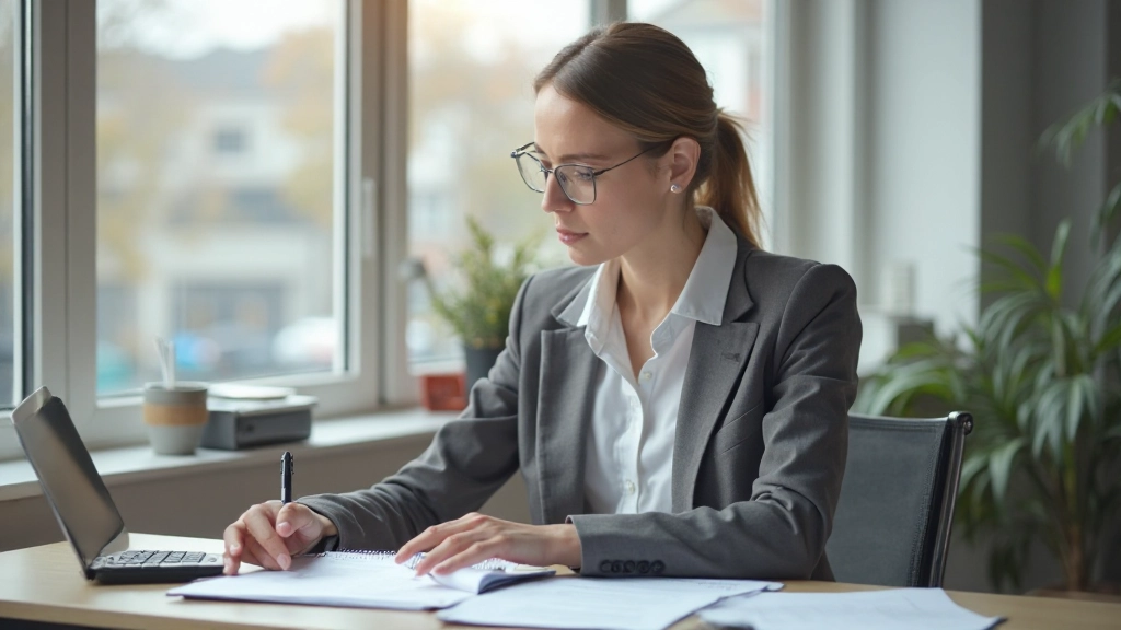 Профессиональное рабочее пространство для финансового планирования с документами и калькулятором